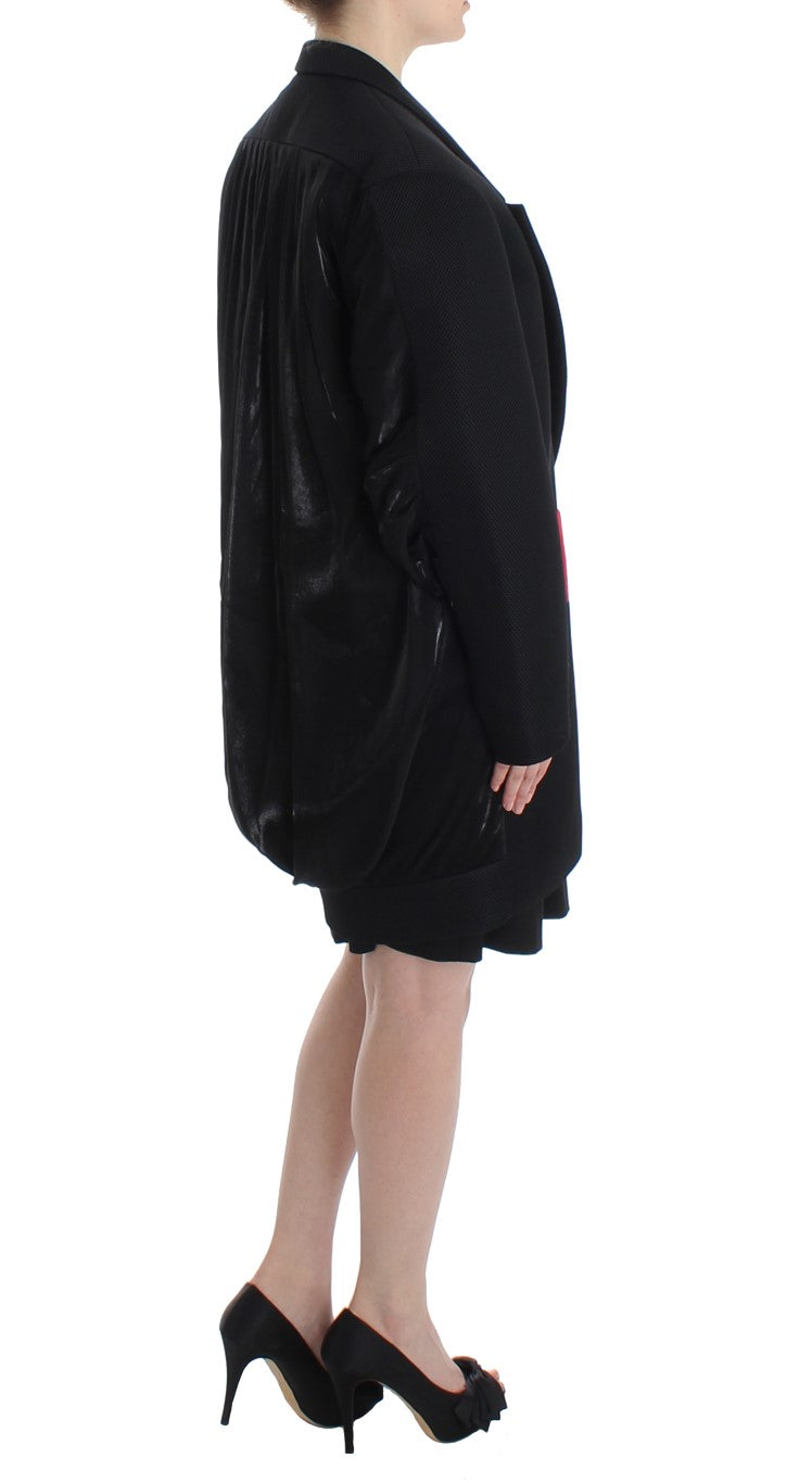 KAALE SUKTAE Black Coat Trench Long Draped Jacket Women's Blazer