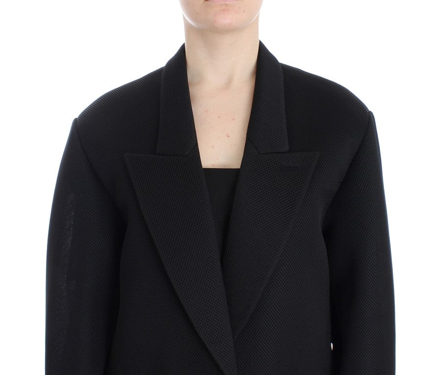 KAALE SUKTAE Black Coat Trench Long Draped Jacket Women's Blazer