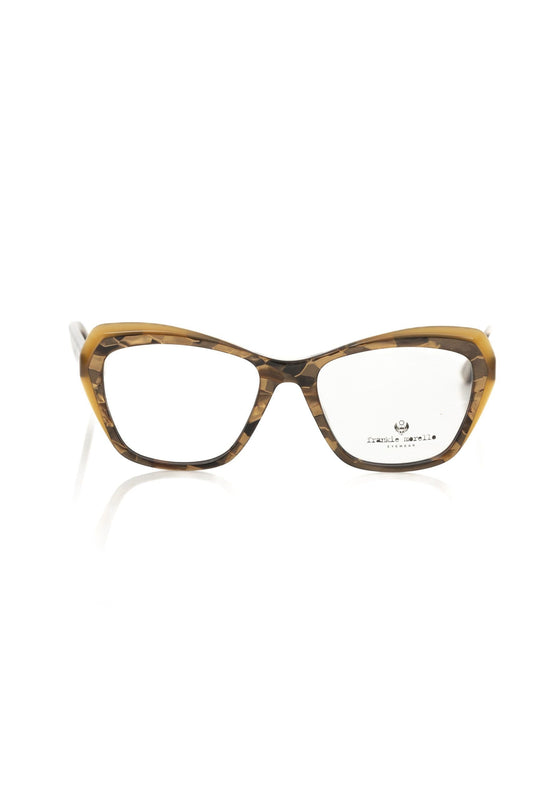 Frankie Morello Beige Acetate Women's Eyeglass Women's Frame