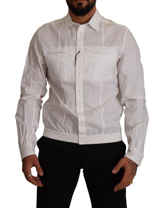 Dolce & Gabbana White Cotton Button Down Men Collared Men's Shirt