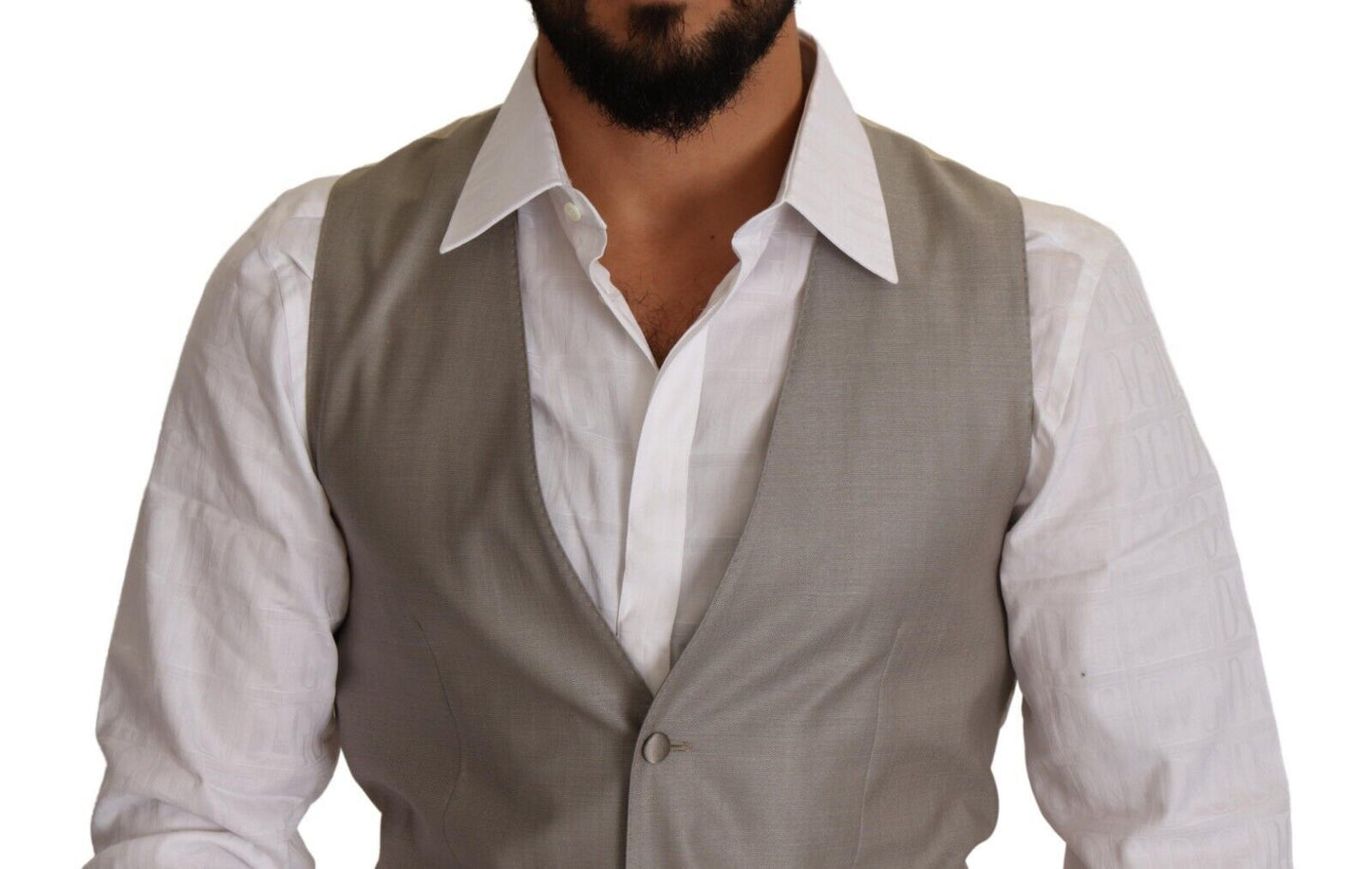 Dolce & Gabbana Beige Wool Single Breasted Waistcoat Men's Vest