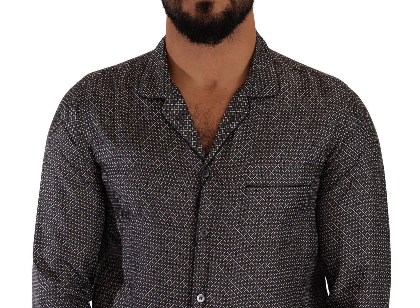Dolce & Gabbana Gray Fantasy Pattern Pajama Top Mens Men's Shirt