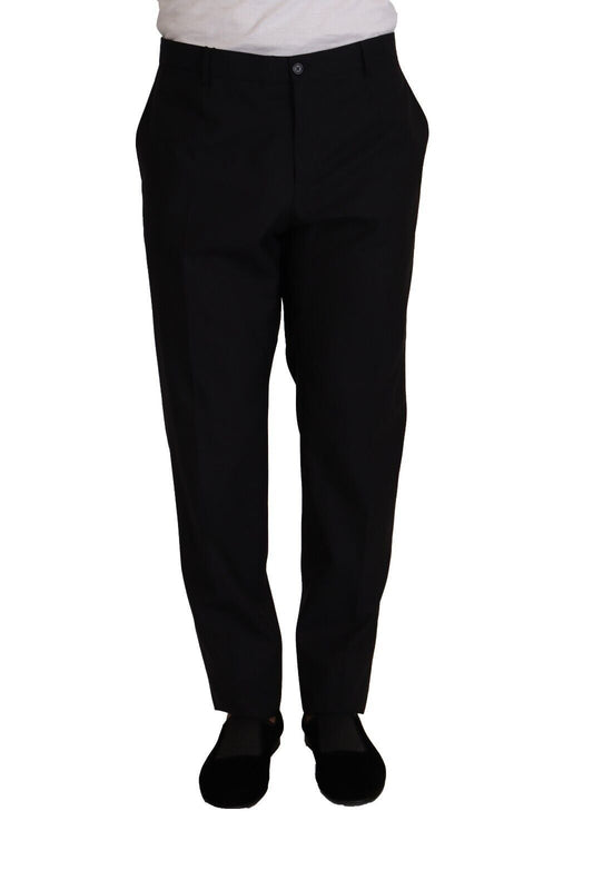 Dolce & Gabbana Blue Wool Silk Formal Trouser Dress Men's Pants