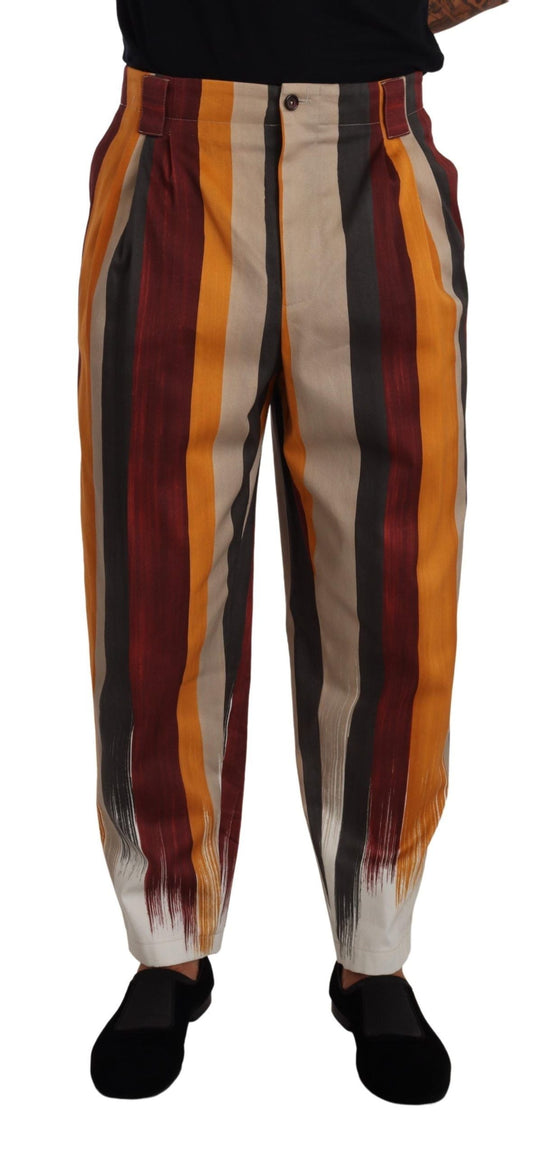 Dolce & Gabbana Multicolor Striped Cotton Tapered Trouser Men's Pants