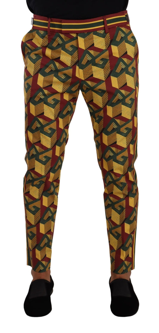 Dolce & Gabbana Multicolor Logo Mania Cotton Tapered Trouser Men's Pants