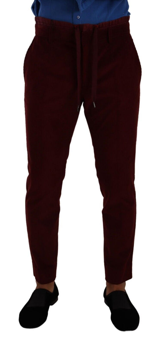 Dolce & Gabbana Bordeaux Velvet Mens Formal Trouser Dress Men's Pants