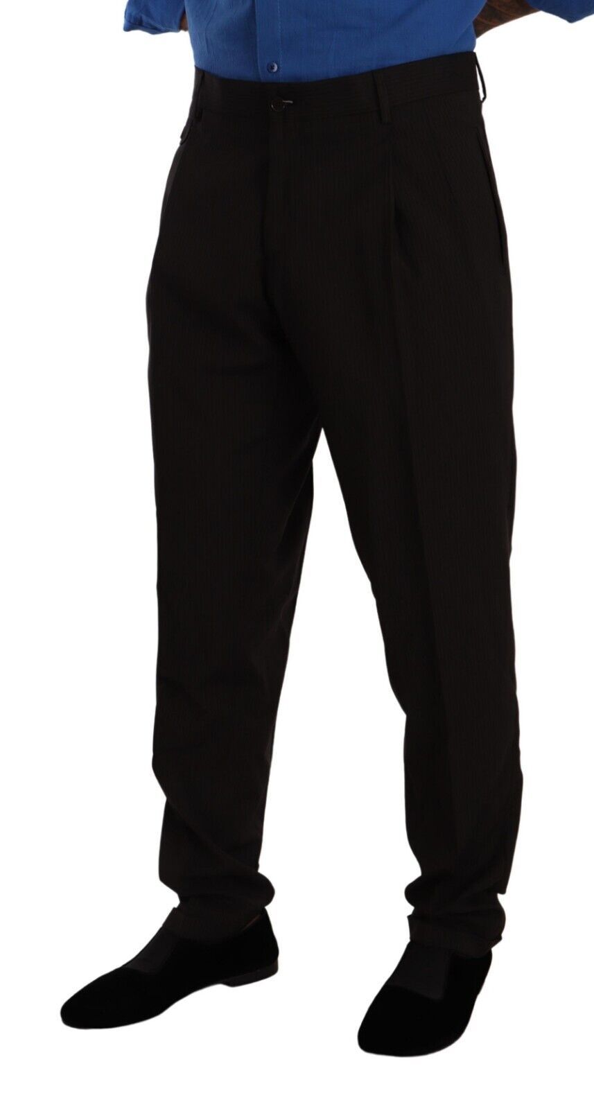 Dolce & Gabbana Brown Wool Skinny Formal Dress Men's Pants