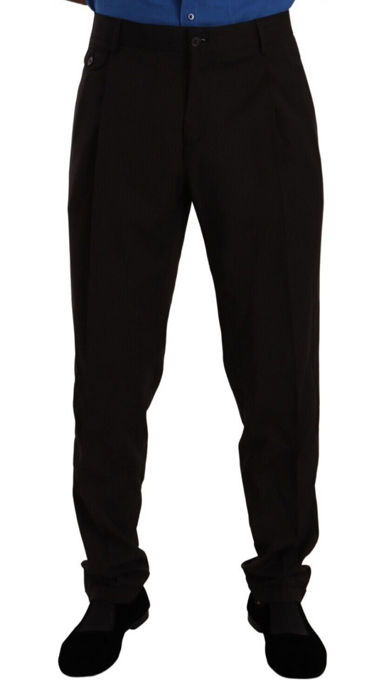 Dolce & Gabbana Brown Wool Skinny Formal Dress Men's Pants