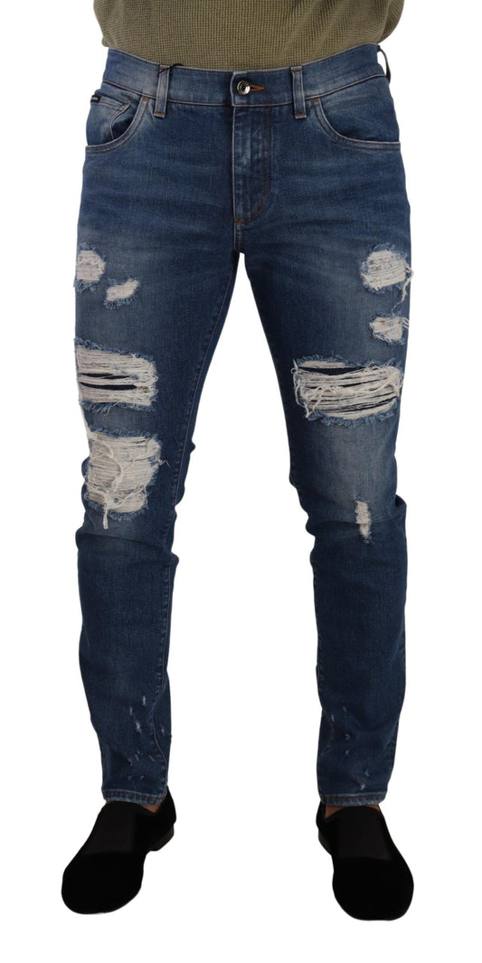 Dolce & Gabbana Blue Wash Cotton Stretch Slim Fit Denim Men's Jeans