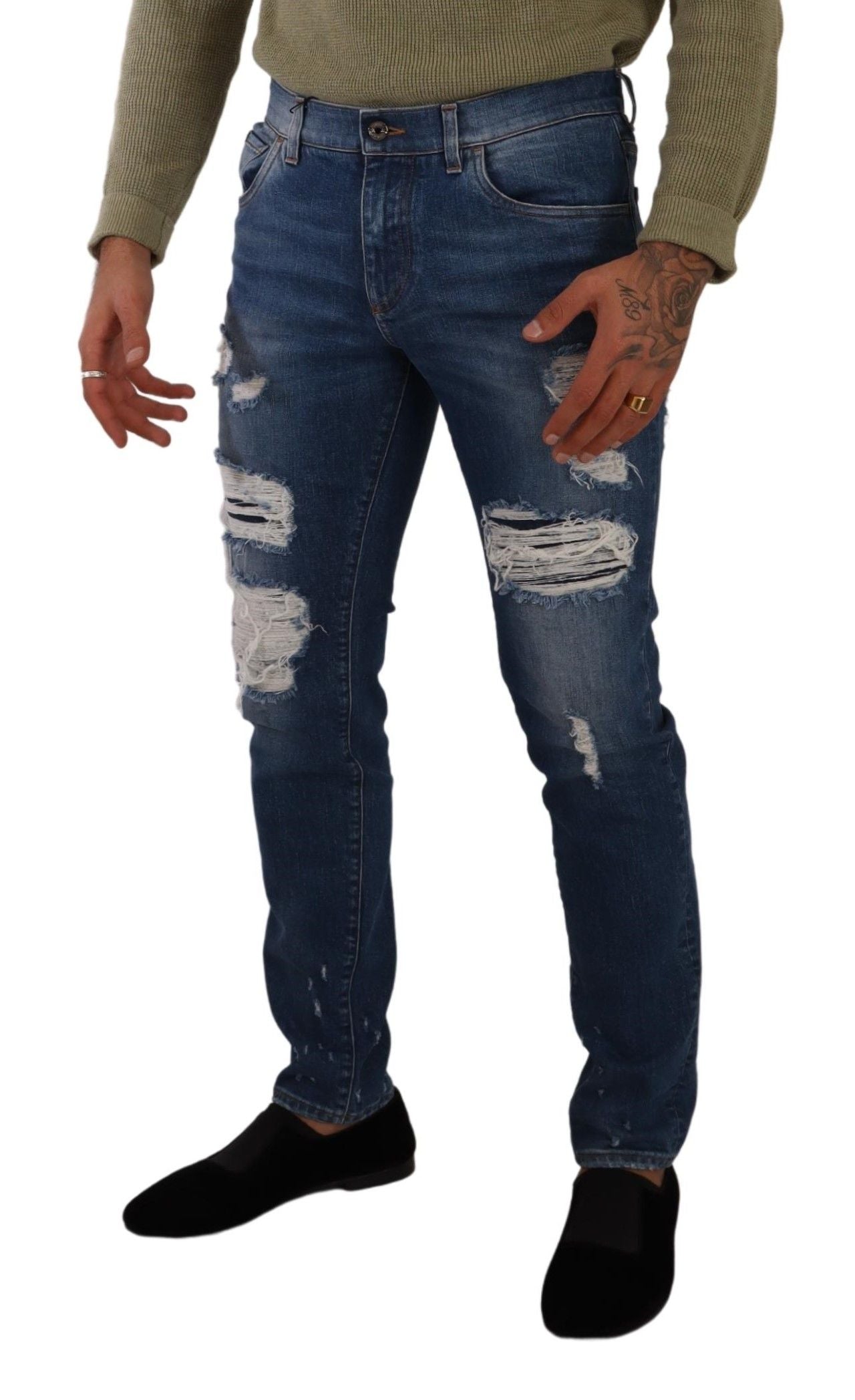 Dolce & Gabbana Blue Wash Cotton Stretch Slim Fit Denim Men's Jeans