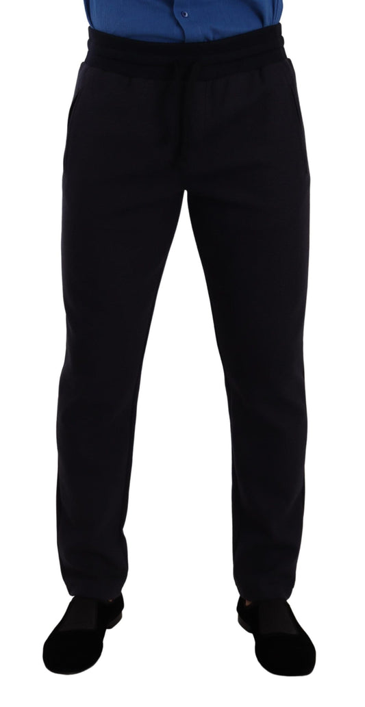 Dolce & Gabbana Blue Cotton Stretch Jogging Trouser Men's Pants