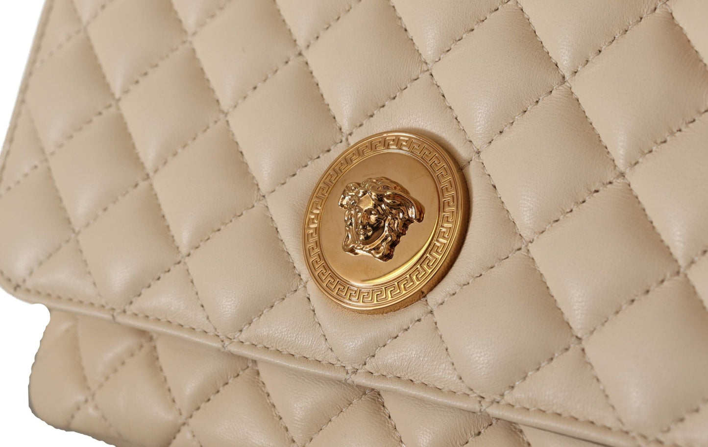 Versace White Nappa Leather Medusa Shoulder Women's Bag
