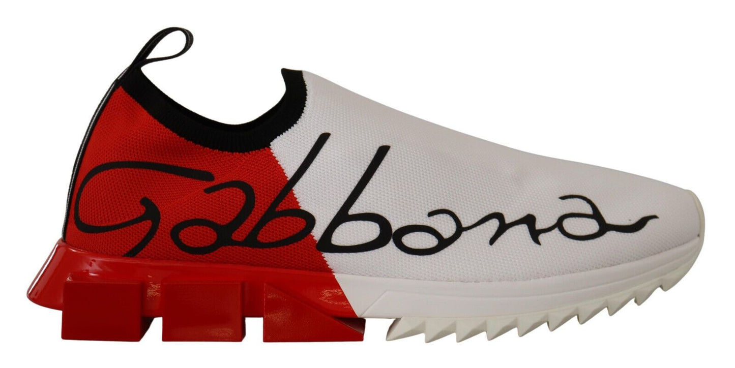 Dolce & Gabbana White Red Sorrento Sandals Men's Sneakers