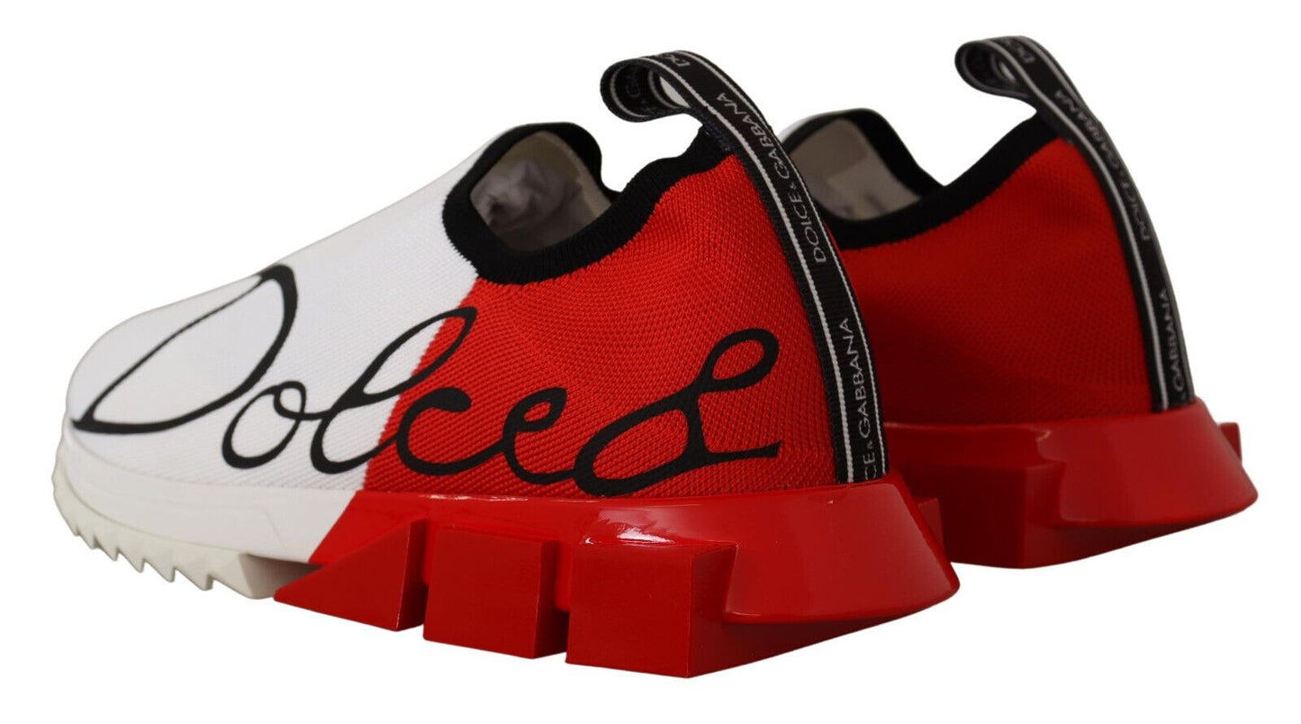 Dolce & Gabbana White Red Sorrento Sandals Men's Sneakers