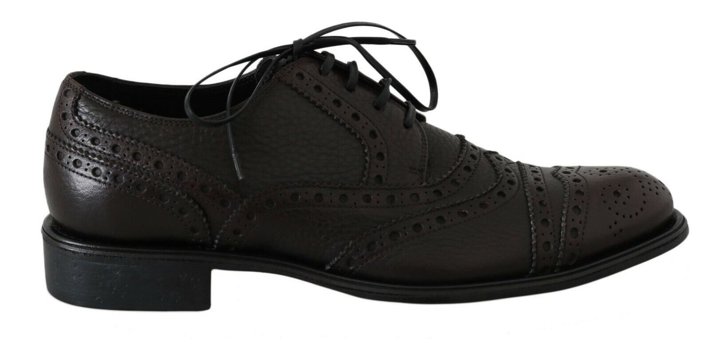 Dolce & Gabbana Brown Leather Wingtip Derby Formal Men's Shoes