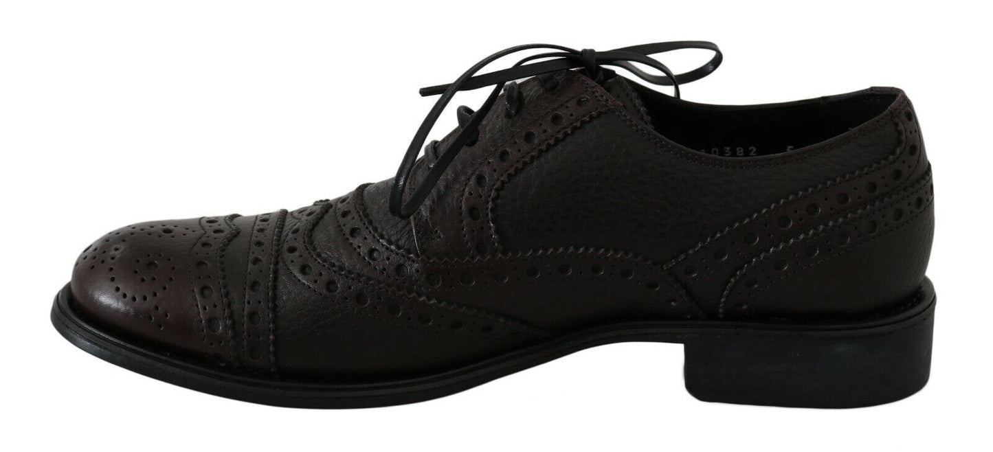 Dolce & Gabbana Brown Leather Wingtip Derby Formal Men's Shoes