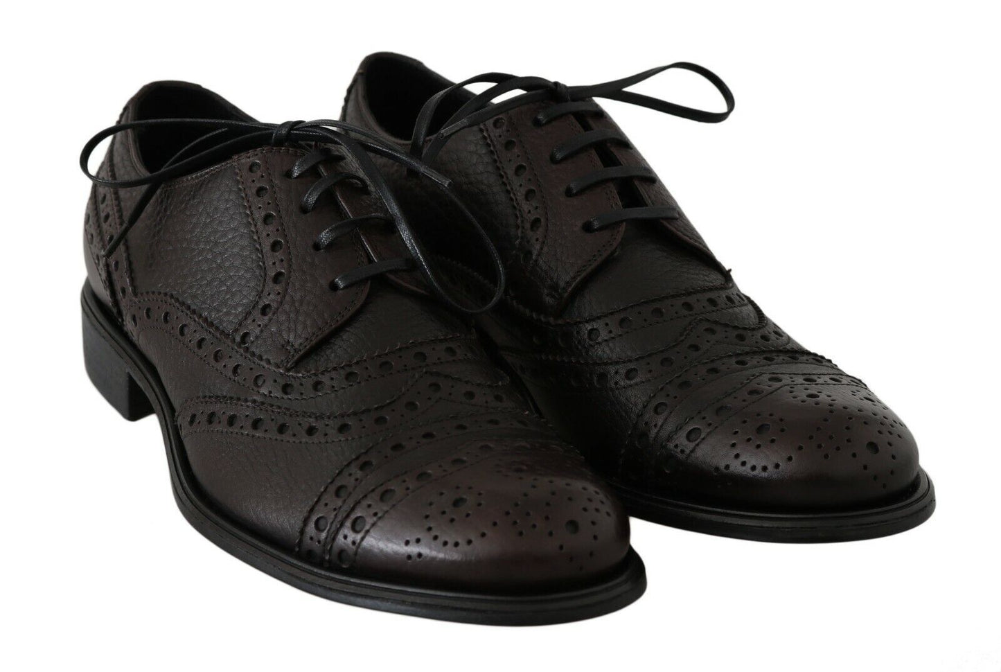 Dolce & Gabbana Brown Leather Wingtip Derby Formal Men's Shoes