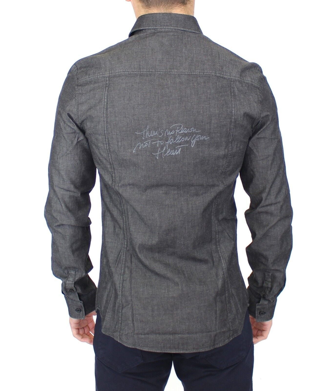 Ermanno Scervino Denim Jeans Cotton Casual Gray Stretch Men's Shirt
