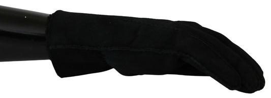 Dolce & Gabbana Black Leather Motorcycle Biker Mitten Men's Gloves