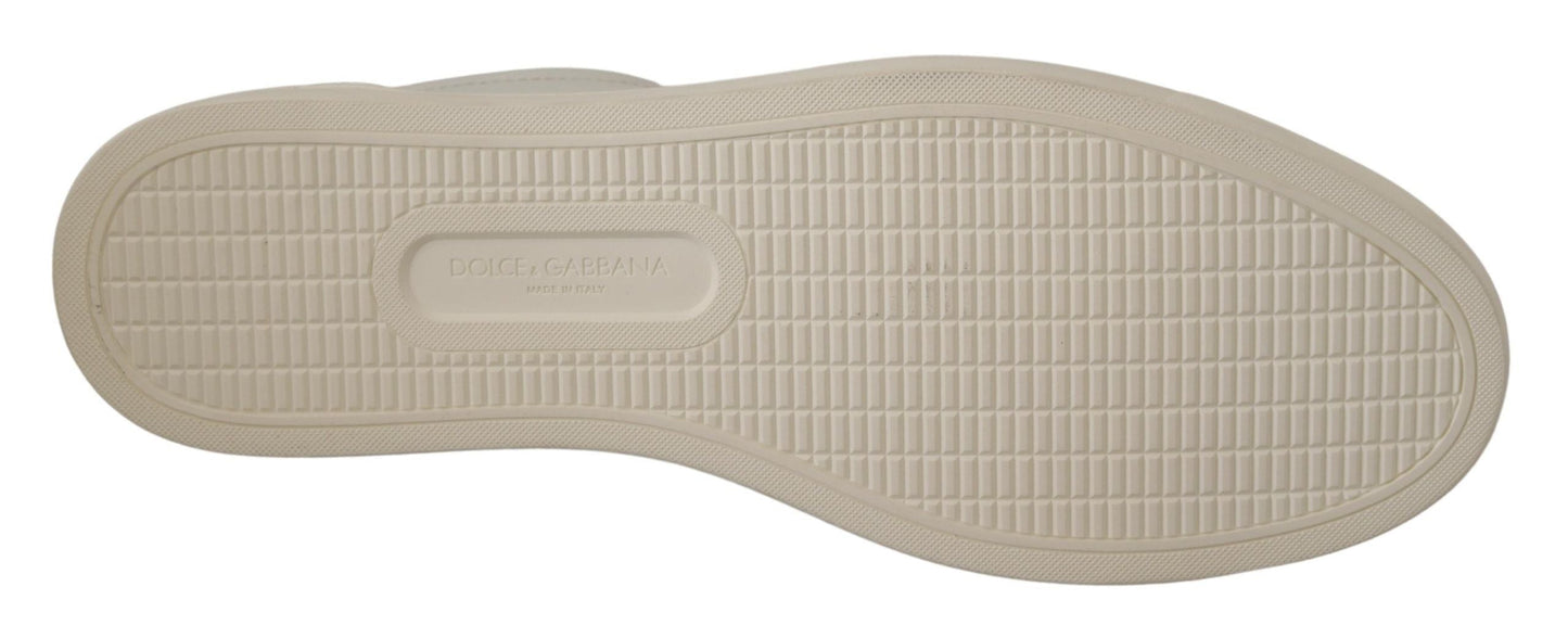 Dolce & Gabbana White Black Leather Low Shoes Men's Sneakers