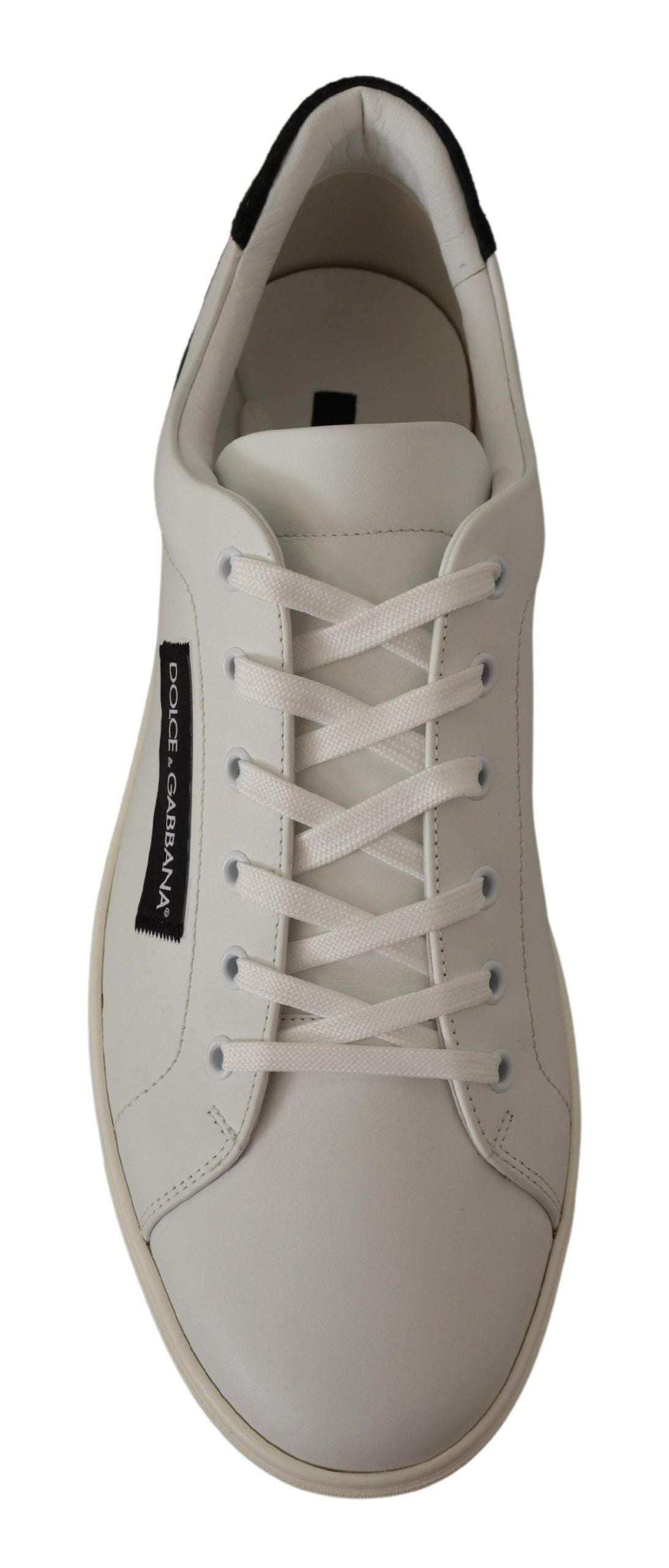 Dolce & Gabbana White Black Leather Low Shoes Men's Sneakers