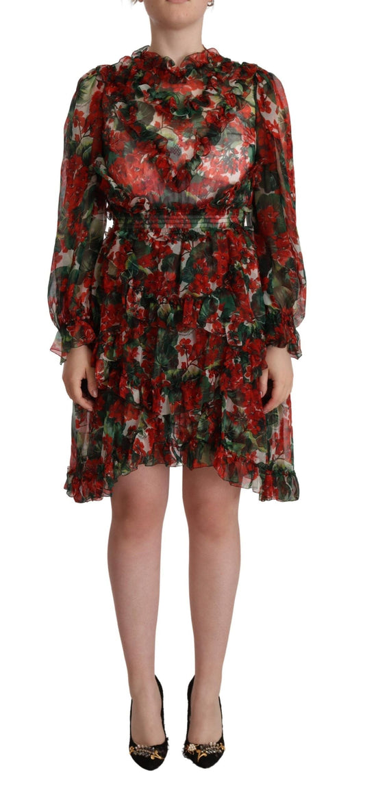 Dolce & Gabbana Multicolor Red Floral Silk Long Maxi Women's Dress