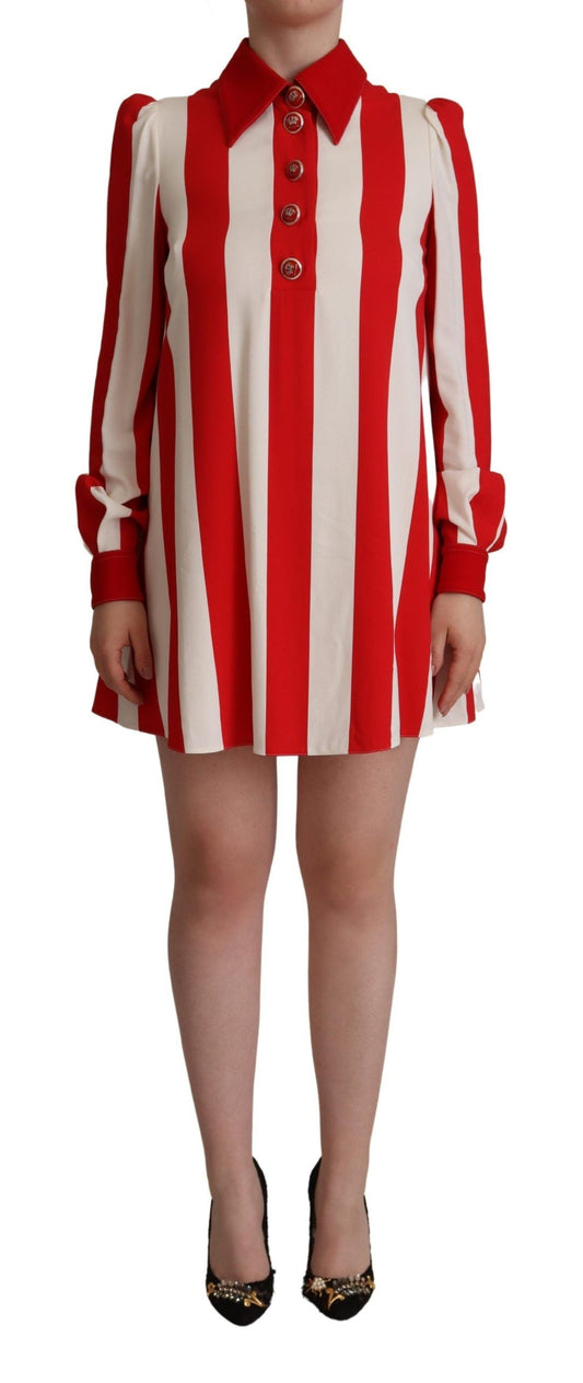 Dolce & Gabbana White Red Stretch Mini Shirt Gown Women's Dress