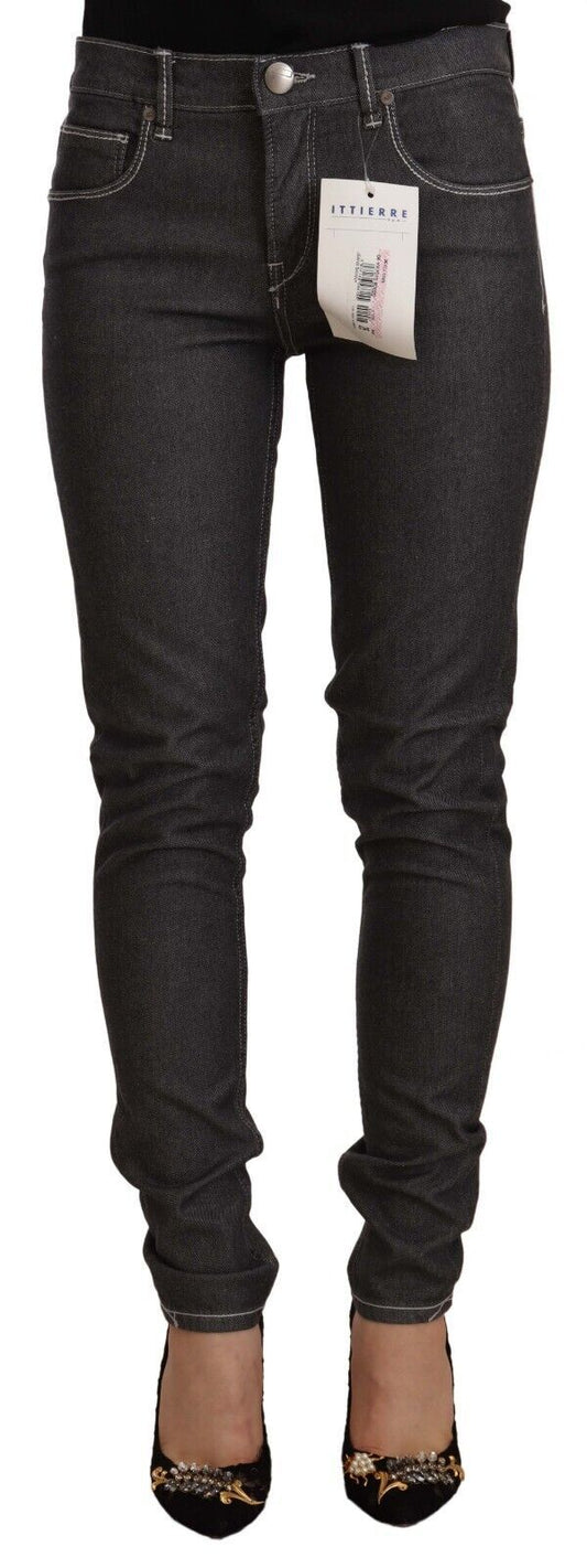Acht Black Low Waist Skinny Denim Slim Fit Women's Jeans