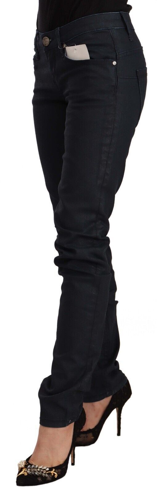 Acht Black Cotton Low Waist Slim Fit Denim Women's Jeans