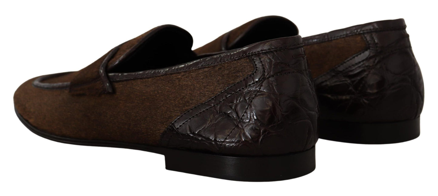 Dolce & Gabbana Men's Dress Loafers Brown Leather Slip Men's Shoes