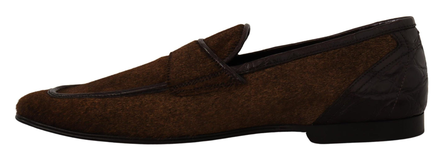 Dolce & Gabbana Men's Dress Loafers Brown Leather Slip Men's Shoes