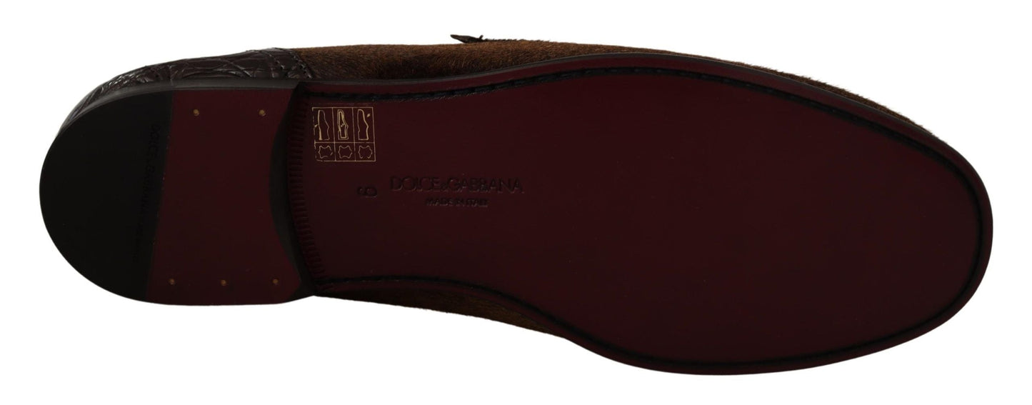 Dolce & Gabbana Men's Dress Loafers Brown Leather Slip Men's Shoes