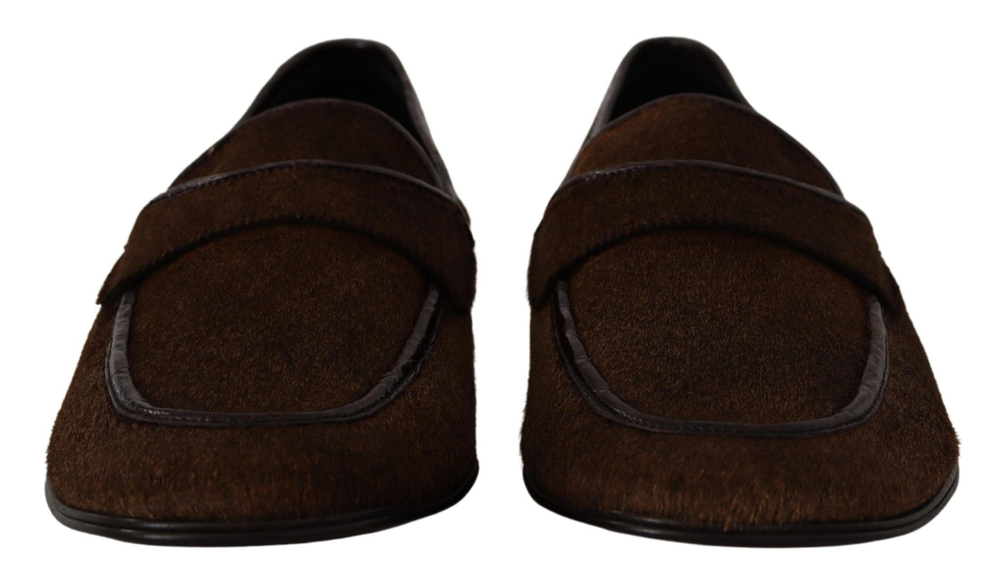 Dolce & Gabbana Men's Dress Loafers Brown Leather Slip Men's Shoes