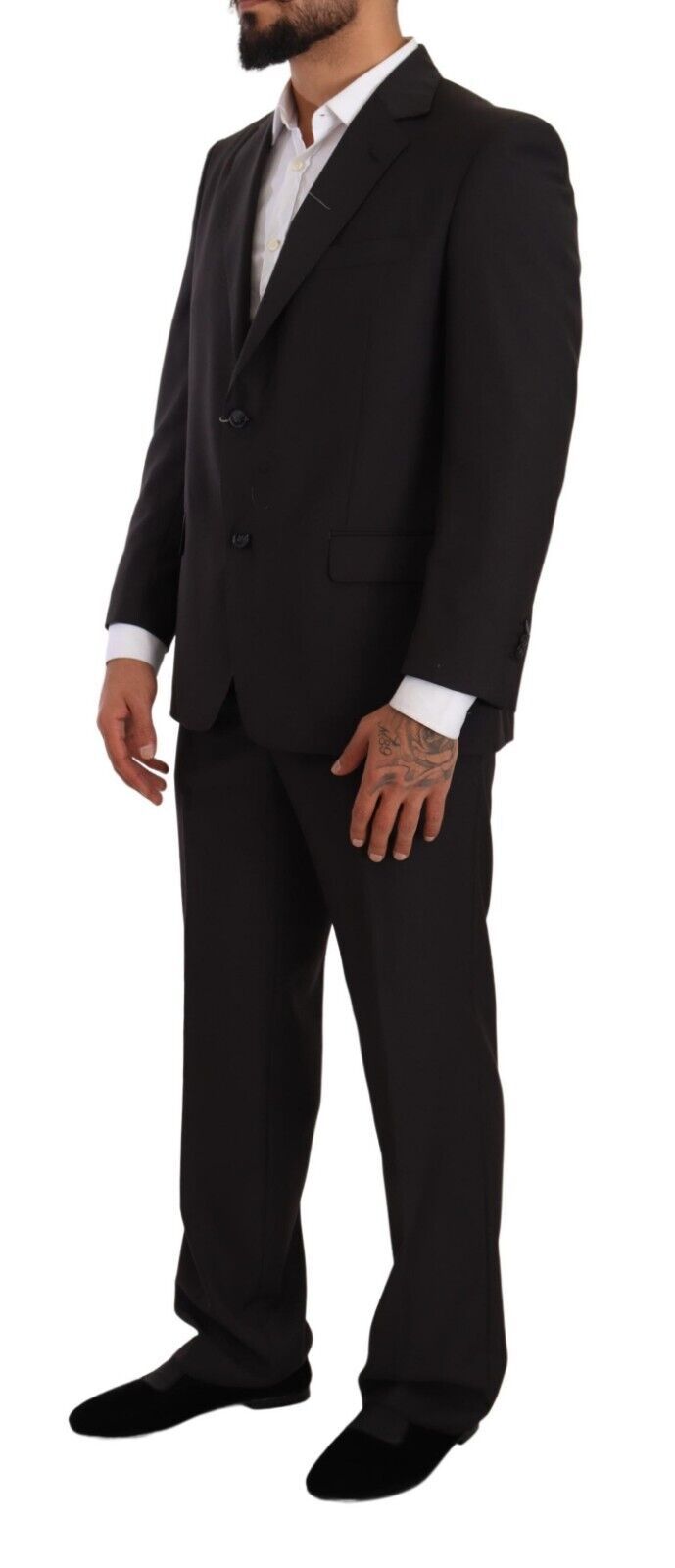 Domenico Tagliente Gray Polyester Single Breasted Formal Men's Suit