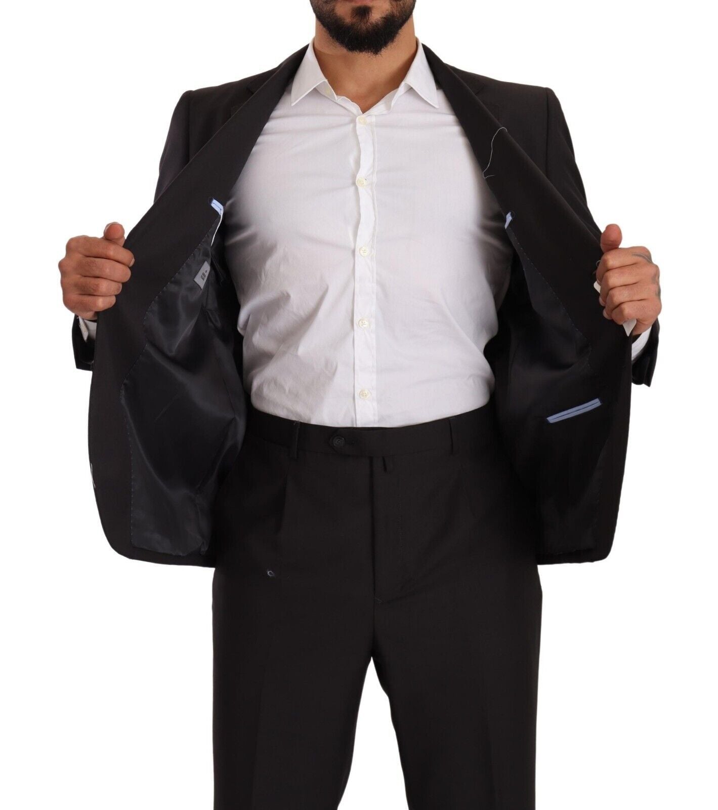 Domenico Tagliente Gray Polyester Single Breasted Formal Men's Suit