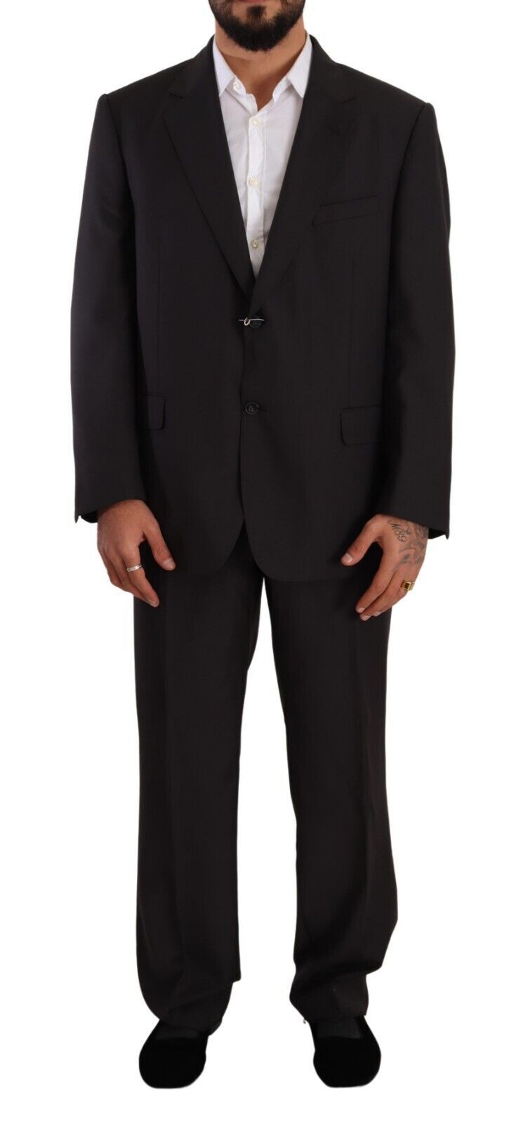 Domenico Tagliente Gray Polyester Single Breasted Formal Men's Suit