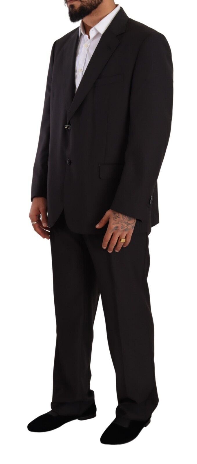Domenico Tagliente Gray Polyester Single Breasted Formal Men's Suit