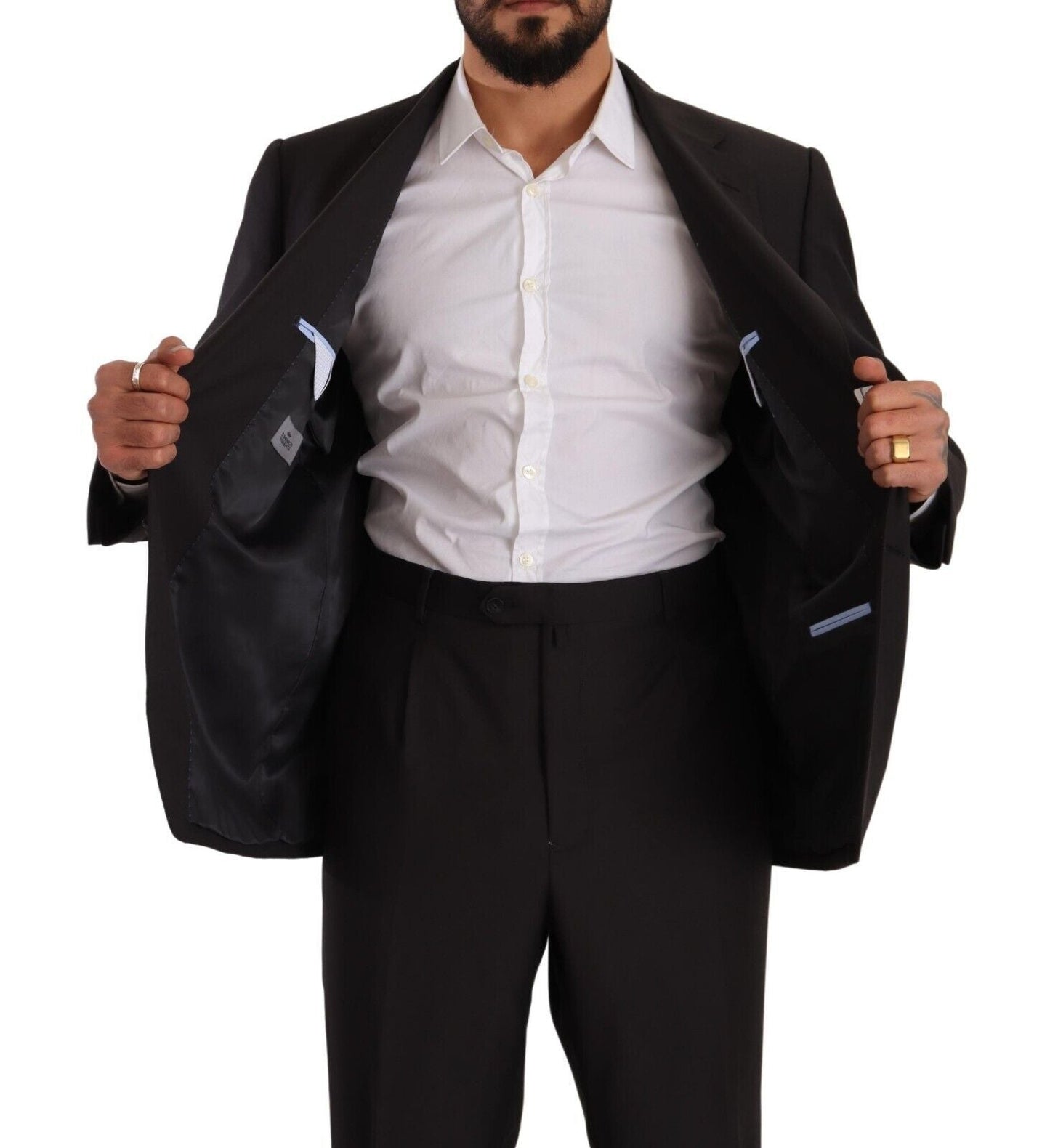 Domenico Tagliente Gray Polyester Single Breasted Formal Men's Suit