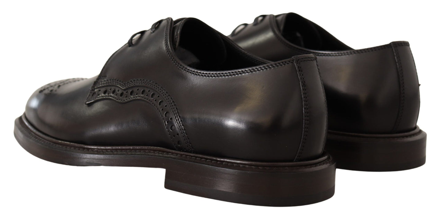 Dolce & Gabbana Black Leather Dress Formal Derby Men's Shoes