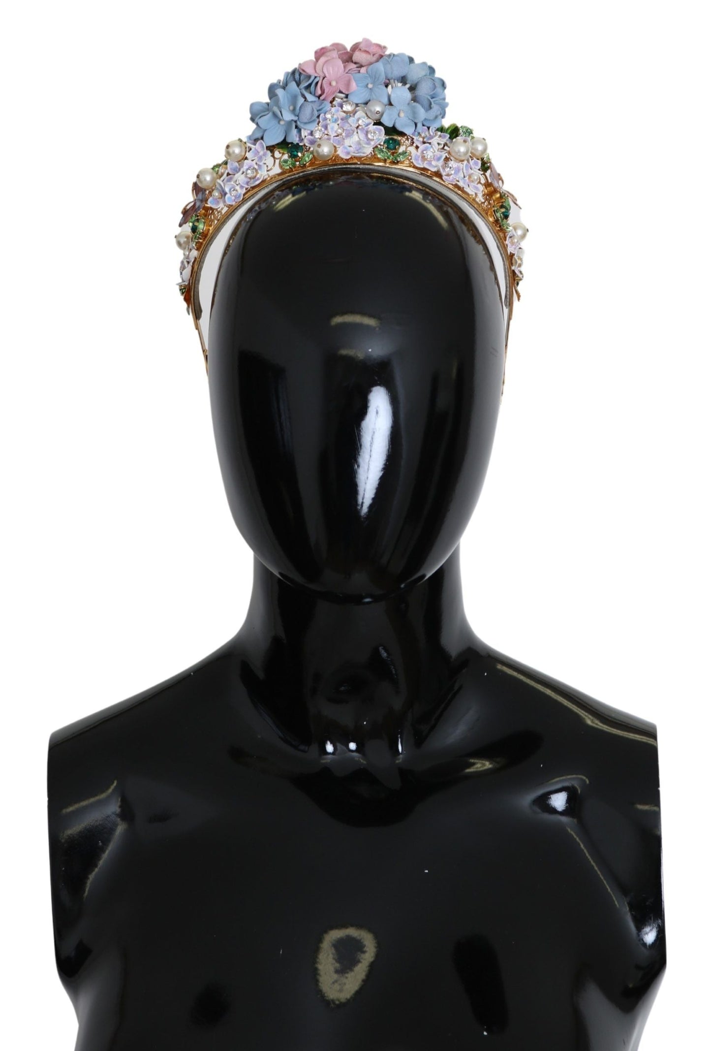 Dolce & Gabbana Gold Crystal Purple Hortensia Headband Crown Women's Diadem