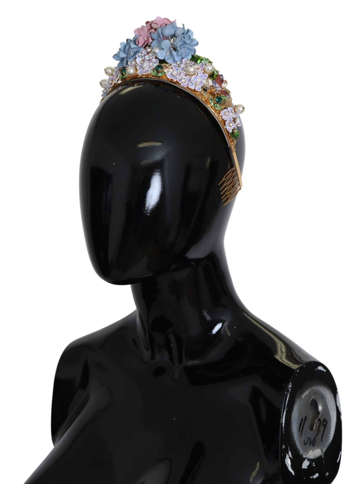 Dolce & Gabbana Gold Crystal Purple Hortensia Headband Crown Women's Diadem