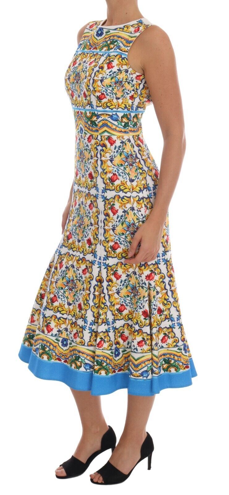 Dolce & Gabbana White Majoilca Sleeveless Sheath A-line Women's Dress