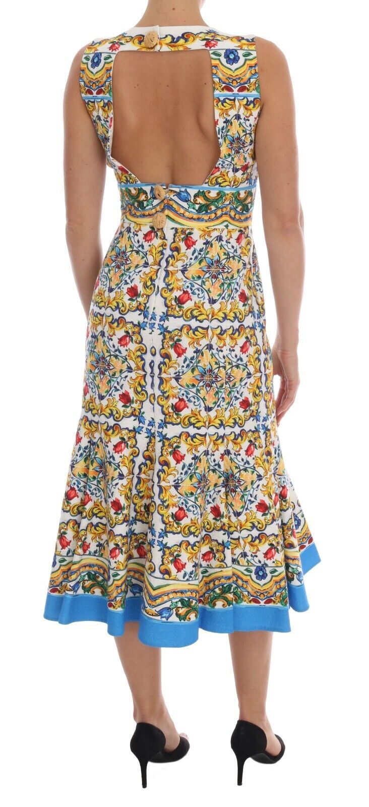 Dolce & Gabbana White Majoilca Sleeveless Sheath A-line Women's Dress