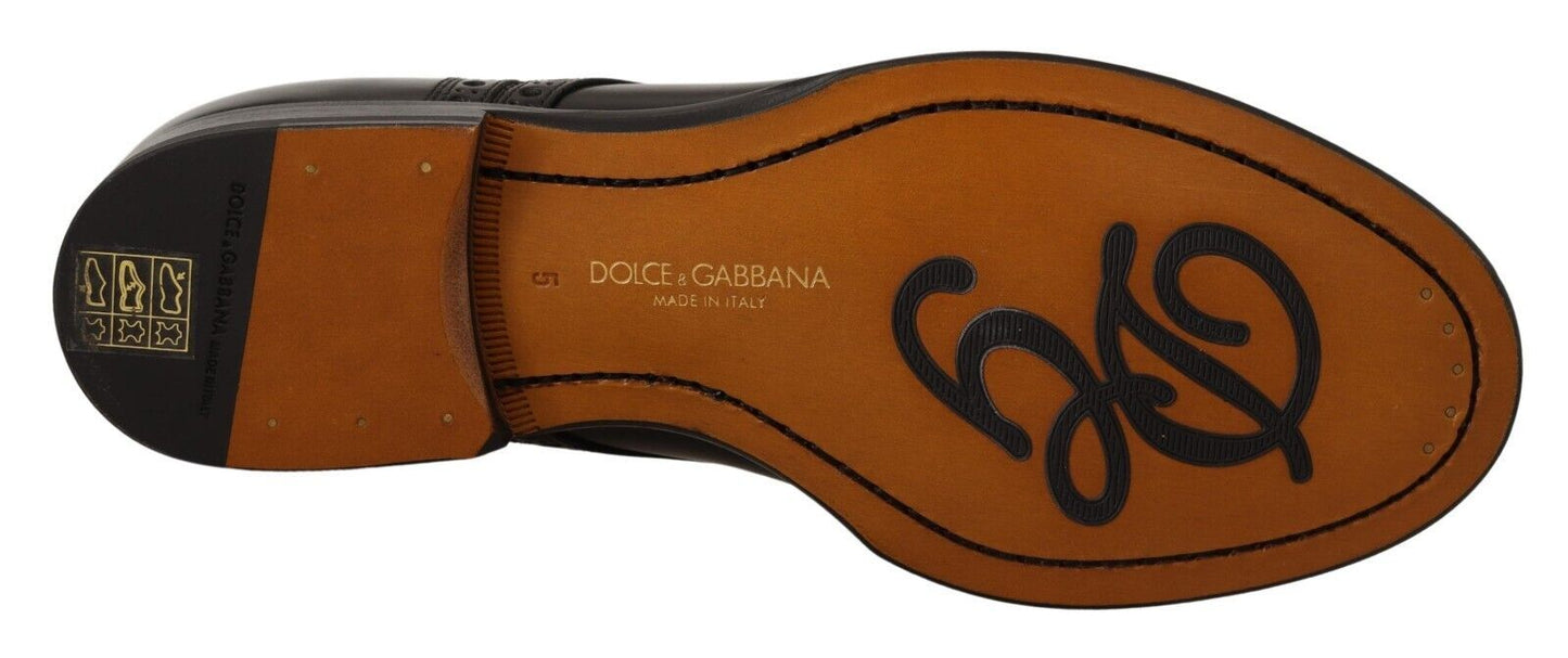 Dolce & Gabbana Black Leather Wingtip Mens Formal Derby Men's Shoes