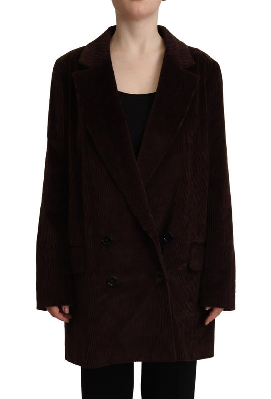Dolce & Gabbana Bordeaux Corduroy Cotton Blazer Oversized Women's Jacket