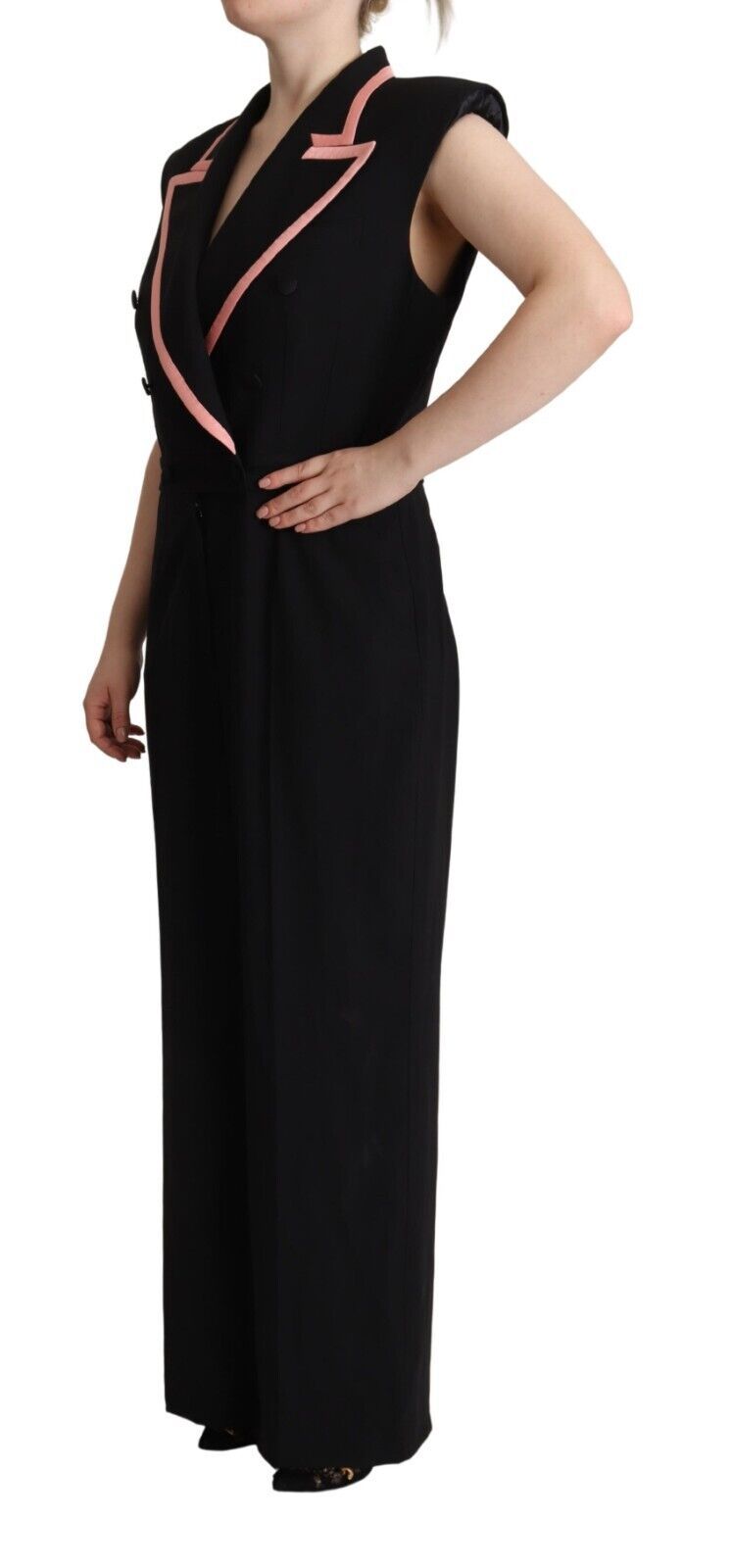 Dolce & Gabbana Black Wool Blend Sleeveless Jumpsuit Women's Dress
