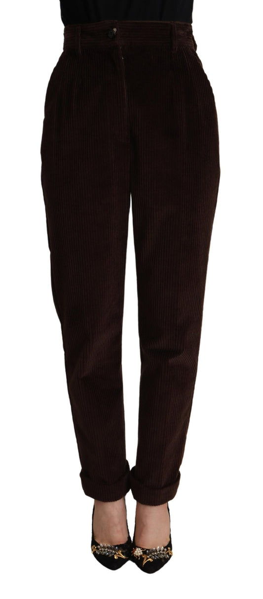 Dolce & Gabbana Bordeaux Corduroy Cotton Trouser Tapered Women's Pants