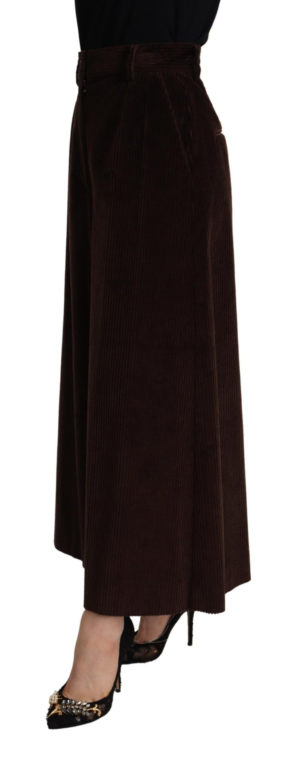 Dolce & Gabbana Bordeaux Corduroy Cotton Trouser Wide Leg Women's Pants