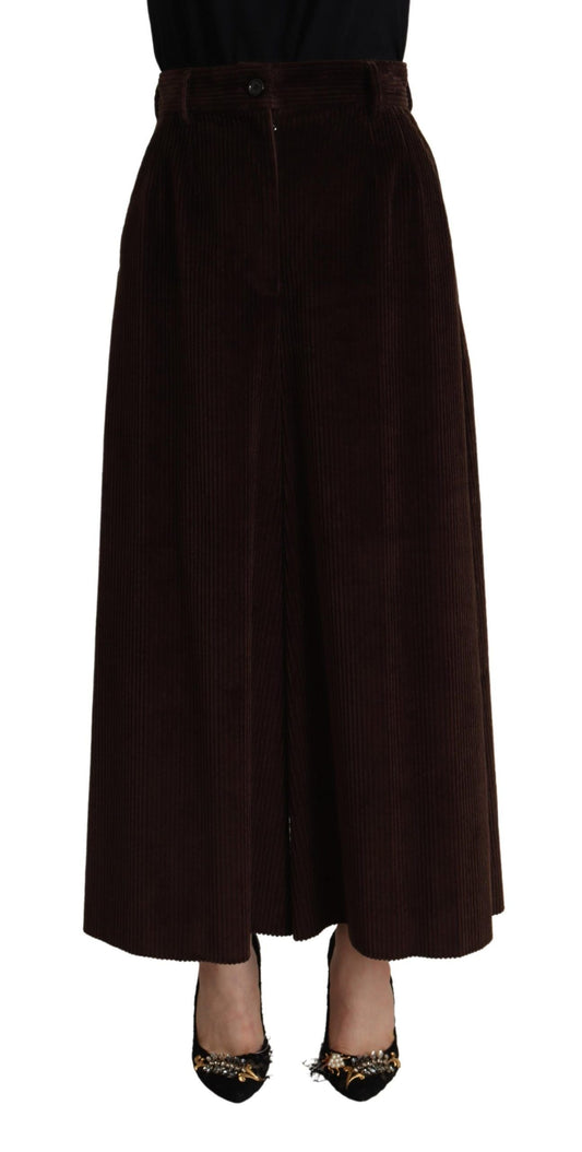 Dolce & Gabbana Bordeaux Corduroy Cotton Trouser Wide Leg Women's Pants