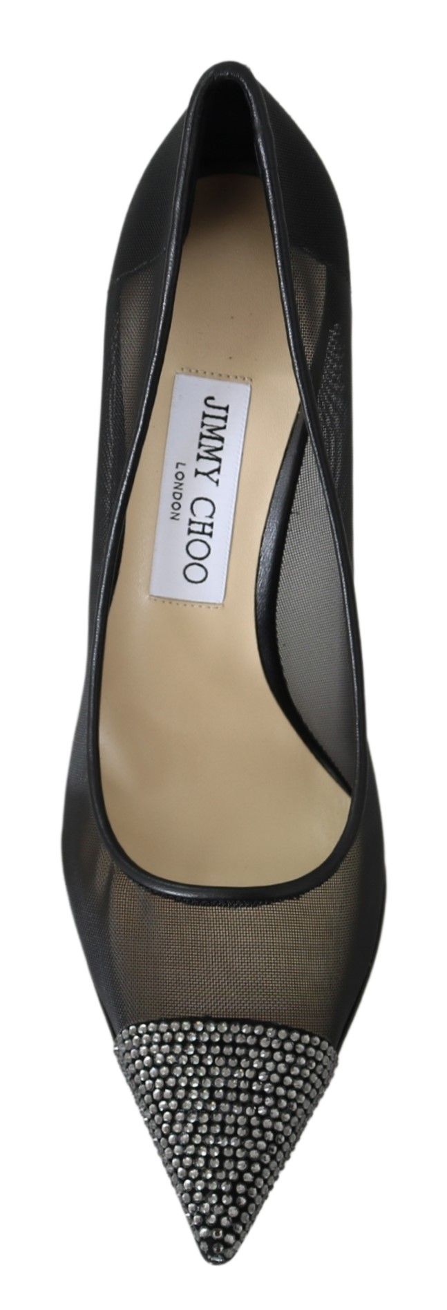 Jimmy Choo Black Mesh Amika 85 Diamond Pumps Women's Shoes